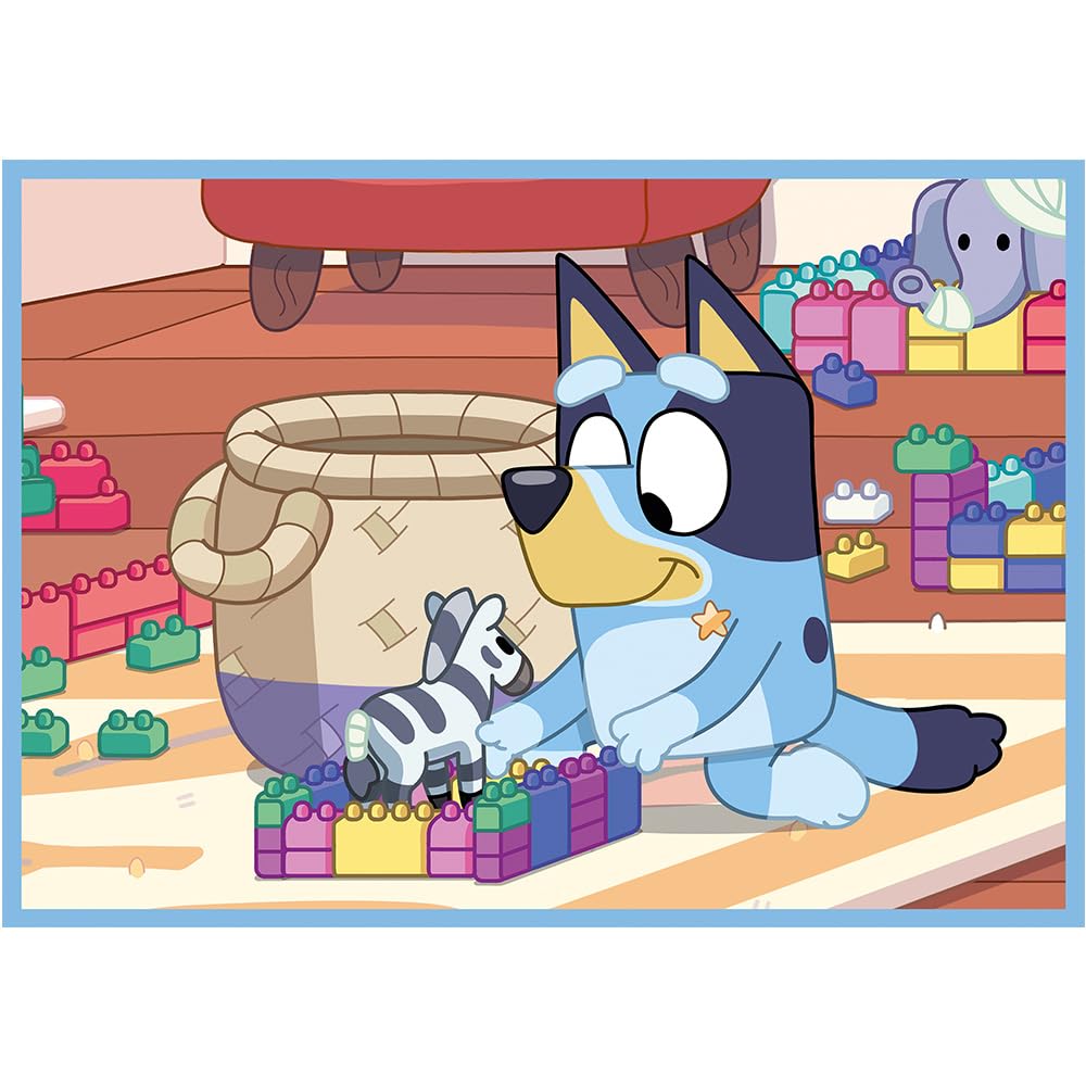 Trefl - Bluey i Jego Świat - Puzzle 4w1, 4 Układanki, od 12 do 24 Elementów - Różny Stopień Trudności, Kolorowe Puzzle z Bohaterami Bajki Bluey, Kreatywna Rozrywka, Zabawa dla Dzieci od 3 lat