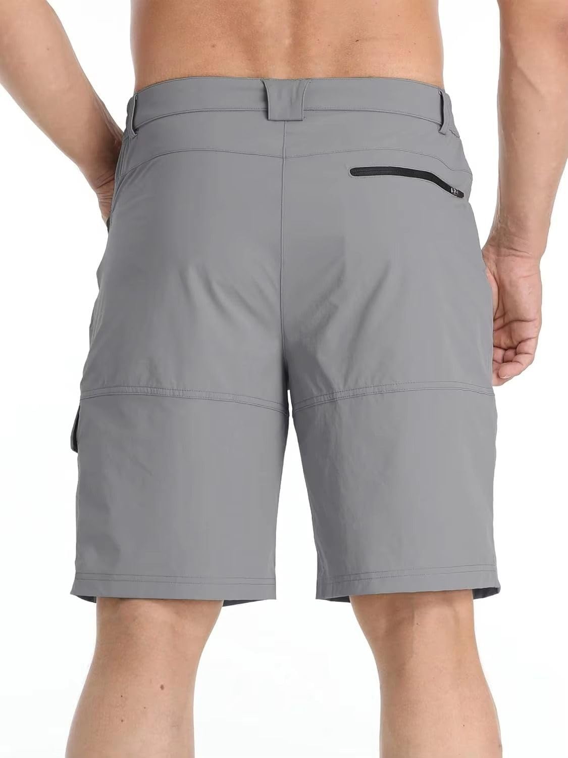 Men's Water Resistant Cargo Shorts, Elastic Waist Quick Dry Hiking Work Casual Shorts