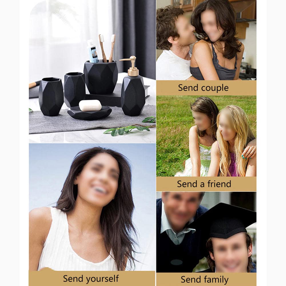 JINYISI Juego de accesorios de baño, juego de accesorios de baño de cerámica de 5 piezas, juego de soporte para cepillo de dientes, accesorios de baño (negro/blanco)