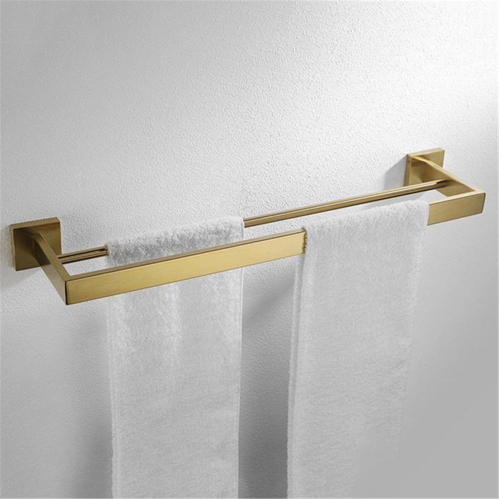 LMYSXAOZ Brushed Gold Bathroom Accessories Hardware Towel Bar Rail Toilet Paper Holder Rack Hook Soap Dish Brush,double towel rack