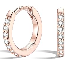 Silvora 925 Sterling Silver Huggie Hoop Earrings for Women, Small Hoop Earrings for Women, Cubic Zirconia Cartilage Earrings for Sensitive Ears, 6/8/10/12/14/16/18/20mm