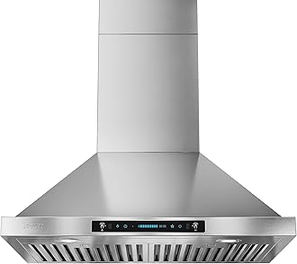 - 30-inch Wall Mount Range Hood 900 CFM Ducted/Ductless Convertible, Kitchen Chimney Vent Stainless Steel with Gesture Sensing & Touch Control Switch Panel, 2 Pcs Adjustable Lights(IKP02-30'')