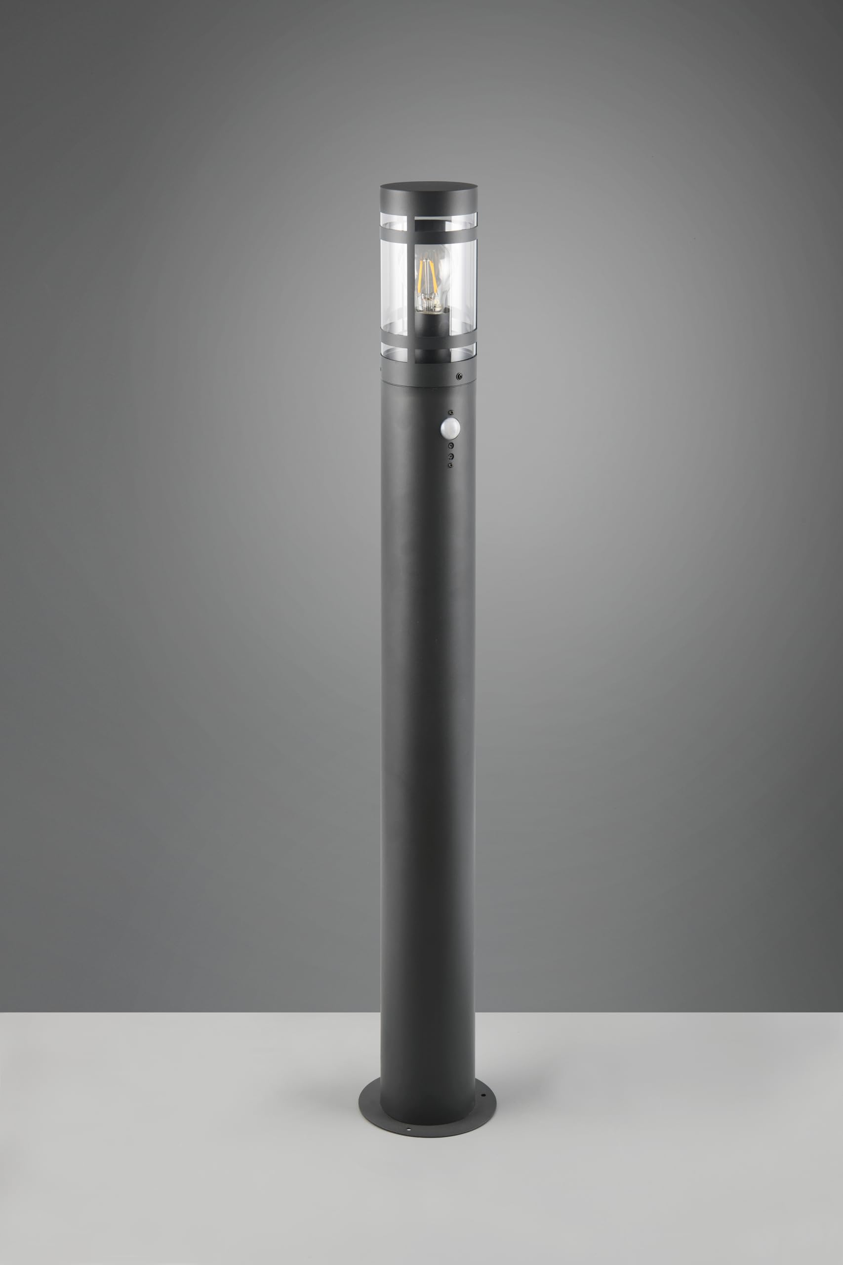 Reality Leuchten Außen Wegeleuchte Paloma R41719142, Metall Anthrazit, Schirm Kunststoff klar, exkl. 1x E27, Bewegungsmelder