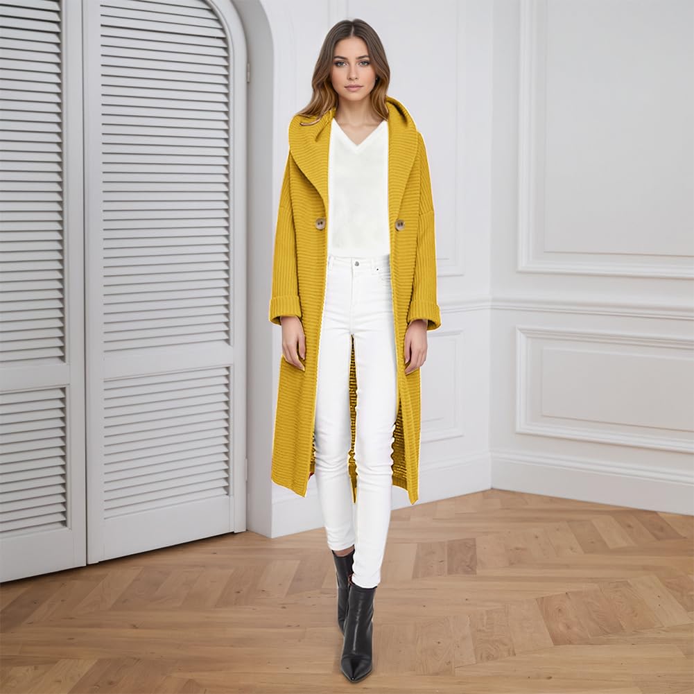 Plus Size Women Cardigan Long Length Knit Sweater Coat