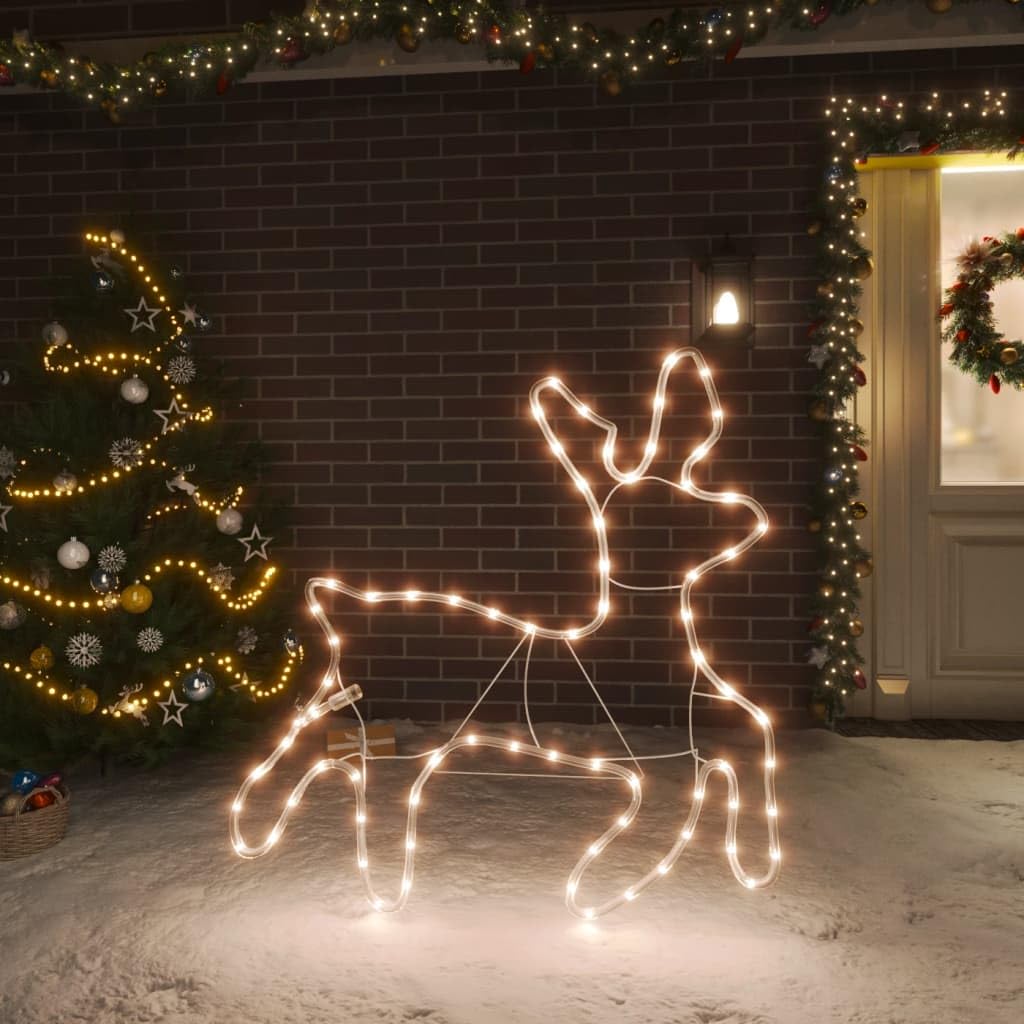 led lichterkette außen batterie,lichterkette klein mit batterie,LED-Silhouette Rentier 72 LEDs Warmweiß 57x55x4,5 cmGeeignet für Patio, Schlafzimmer, Wohnzimmer, Weihnachten