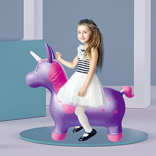 Miniatura 5 de Caballo hinchable de unicornio, tolva inflable de animales hinchables para niños pequeños, juguetes de salto de goma para bebé, niña o niño, regalo