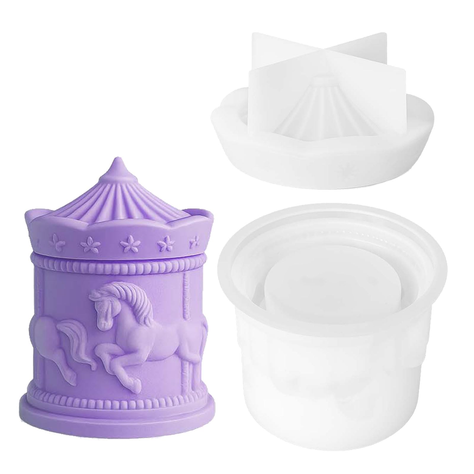 X-Institute Carousel Designs Silicone for Creating Decorative Container As Gift or Personalize Accent Silicone Carousel Mold