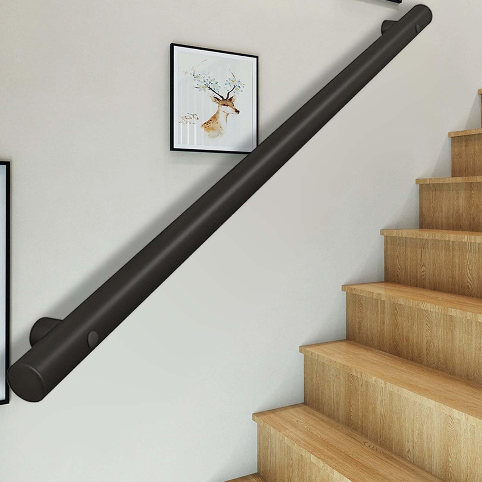 Fkxsxaz Metal Railing For Indoor Stairs, Round Wall Mounted Staircase Handrail Indoor/Outdoor Balustrade Steps Safety Grab Bar(9Ft/270Cm)