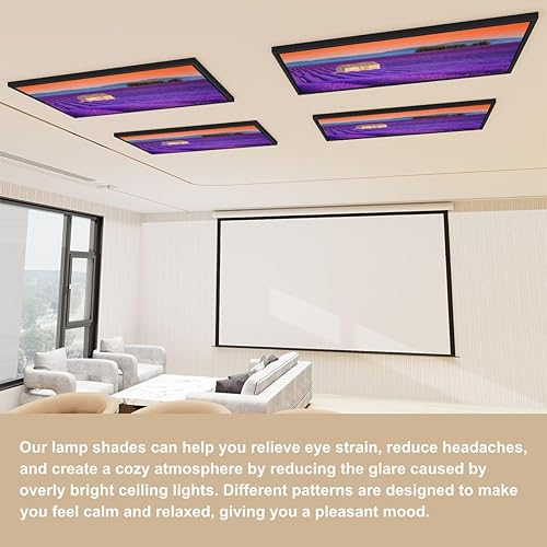 Miniatura 3 de Paquete de 4 cubiertas de luz fluorescente, campos de lavanda, Provenza Valensole Francia Europa, cubiertas magnéticas decorativas para luz de