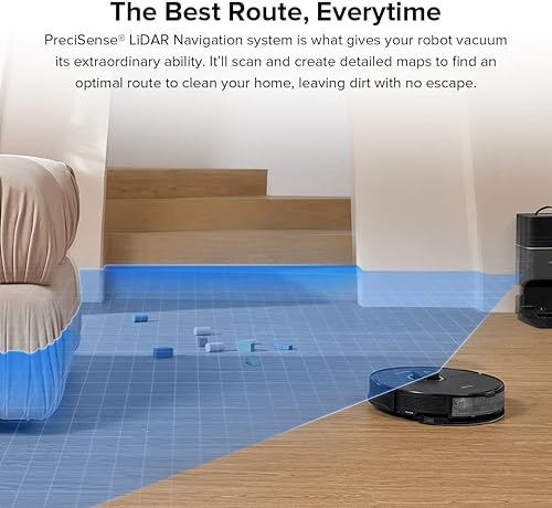 Miniatura 5 de roborock Robot aspiradora S8+, trapeador sónico con muelle autovaciado, almacena hasta 60 días de polvo, trapeador de elevación automática,