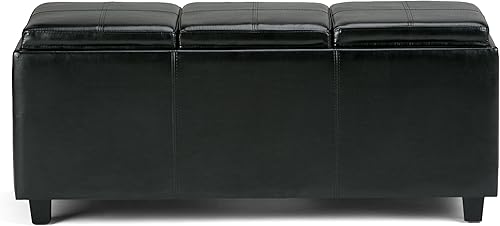 Miniatura 132 de Otomana rectangular de almacenamiento de cuero sintético Simpli Home Avalon., Cuero, Marrón Azul,Marrón Chocolate,Cloud gris,Gris oscuro,Azul