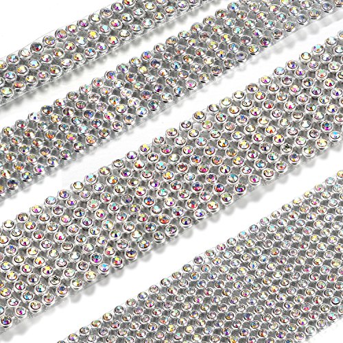 JewelryWe Schmuck 4 PCS Set Damen Halsband, Elegant Strass Choker Halsketten Farbig Transparent Harz Plastik Halsschmuck