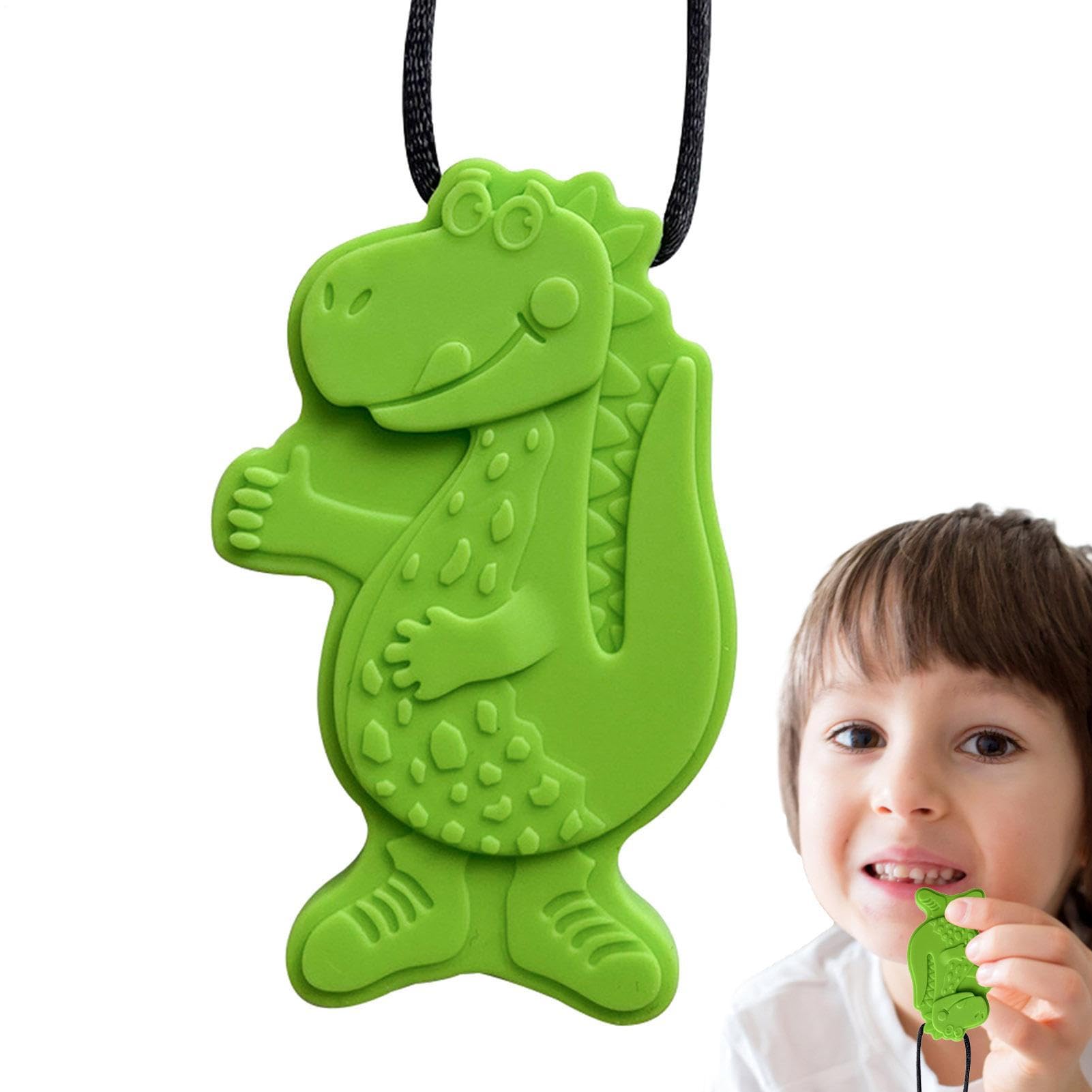 Chew Necklaces Sensory Kids - Silicone Teething Jewelry | 60g Motor Aid Pendant, ADHD Sensory Chewing Necklace Set, Durable Safe Bite Resistant Necklace Toy with Dinosaur Shape Design — view 11