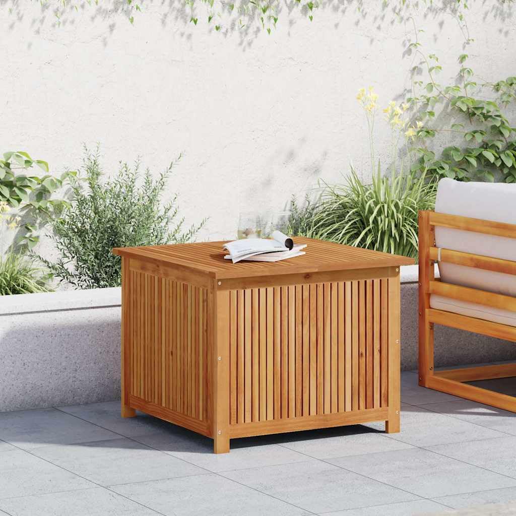 Gartenbox aus Massivholz Akazie 75x75x58 cm mit wasserfestem Innenbeutel für Außen- und Innenbereich, robuste Aufbewahrungstruhe für Möbelkissen, Decken und Spielzeug,
