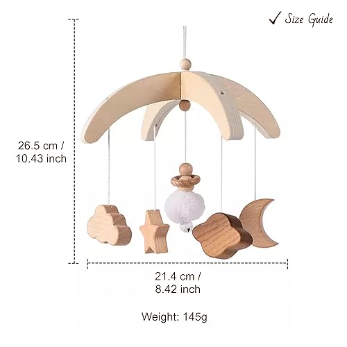 Miniatura 6 de Móvil colgante de madera hecho a mano para cuna de bebé decoración de guardería solo móvil