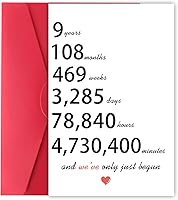 Vista 1 de XXDJLP Divertida tarjeta de aniversario de 9 años para ella él, dulce tarjeta de aniversario de 9º matrimonio para marido y esposa, regalos