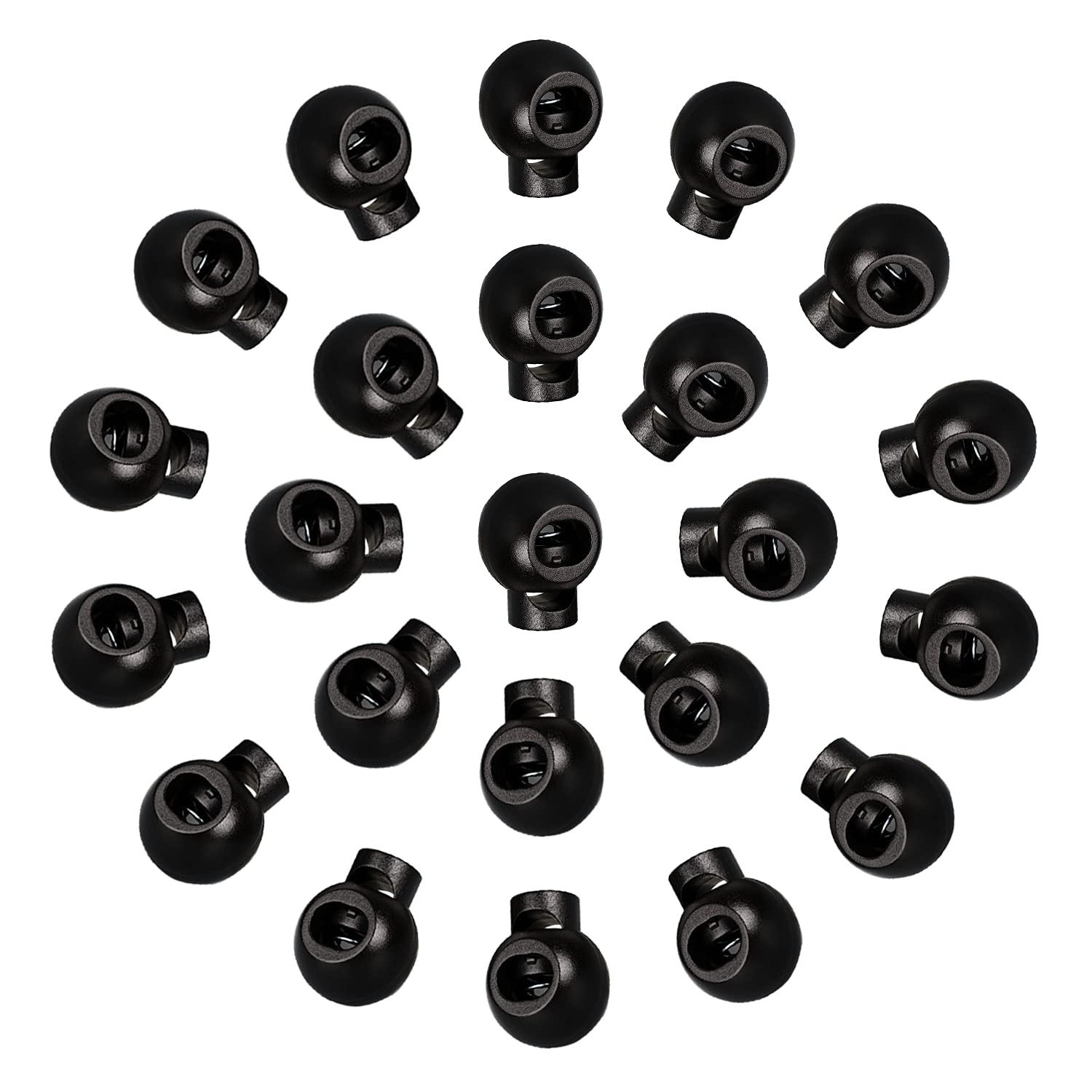 Trimming Shop 10pcs Plastic Cord Locks, Single Hole Cord End Fastener Spring Loaded Toggle Stopper for Backpack, Sportswear, Luggage, Lanyard, Shoelaces, Black