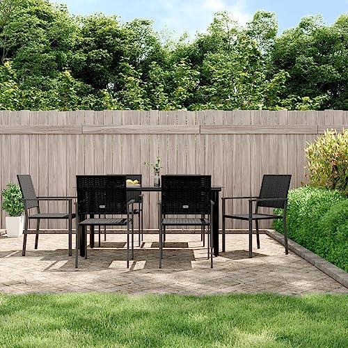 CKioict Juego de Conversación para Patio Sofa Exterior Muebles terraza Juego de Comedor para jardín 7 Piezas ratán sintético y aceroAdecuado para Jardines, terrazas, Balcones