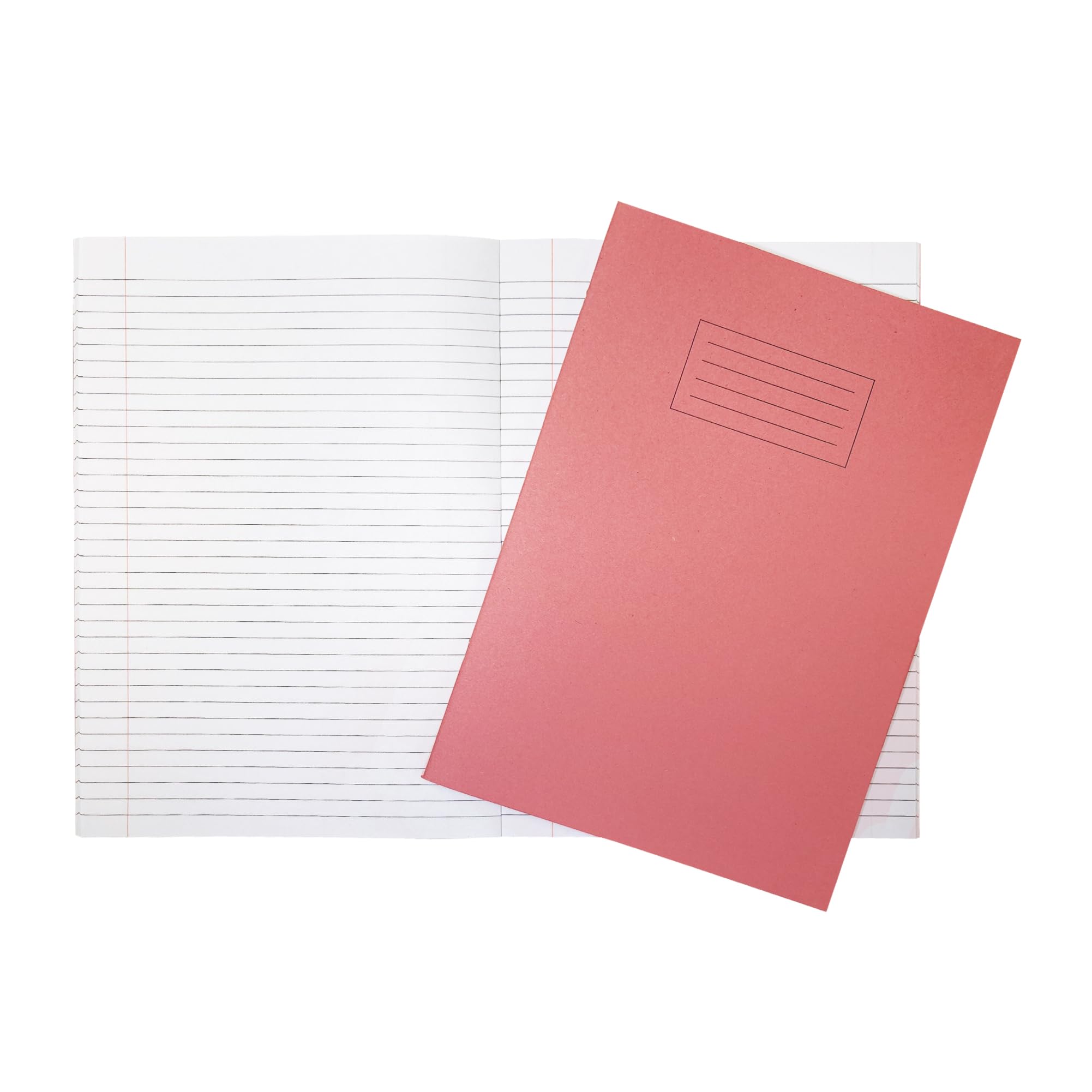 Janrax Pack of 10 A4 Pink 80 Page Feint Ruled with Margin Exercise Books WF Paper with 225gsm Manilla Cover