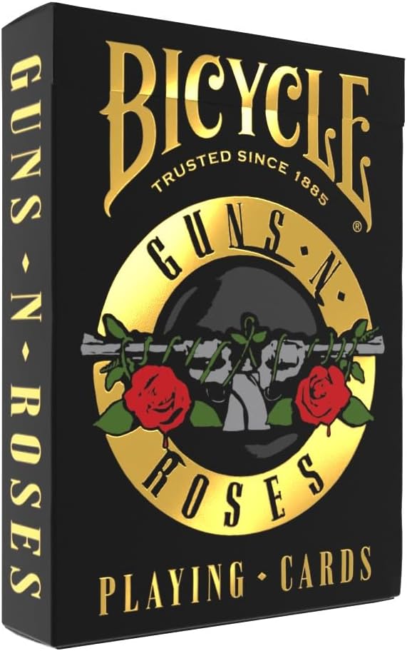 Bicycle Guns N' Roses Playing Cards, Features Iconic Guns N' Roses Band Designs, Black and Gold, 1 Deck