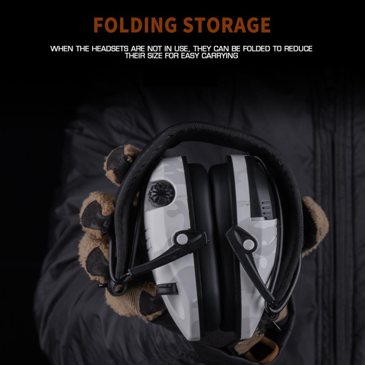 Electronic Ear Protection, Headphone, Folding Ear Muffs, for Shooting Range with Noise Reduction