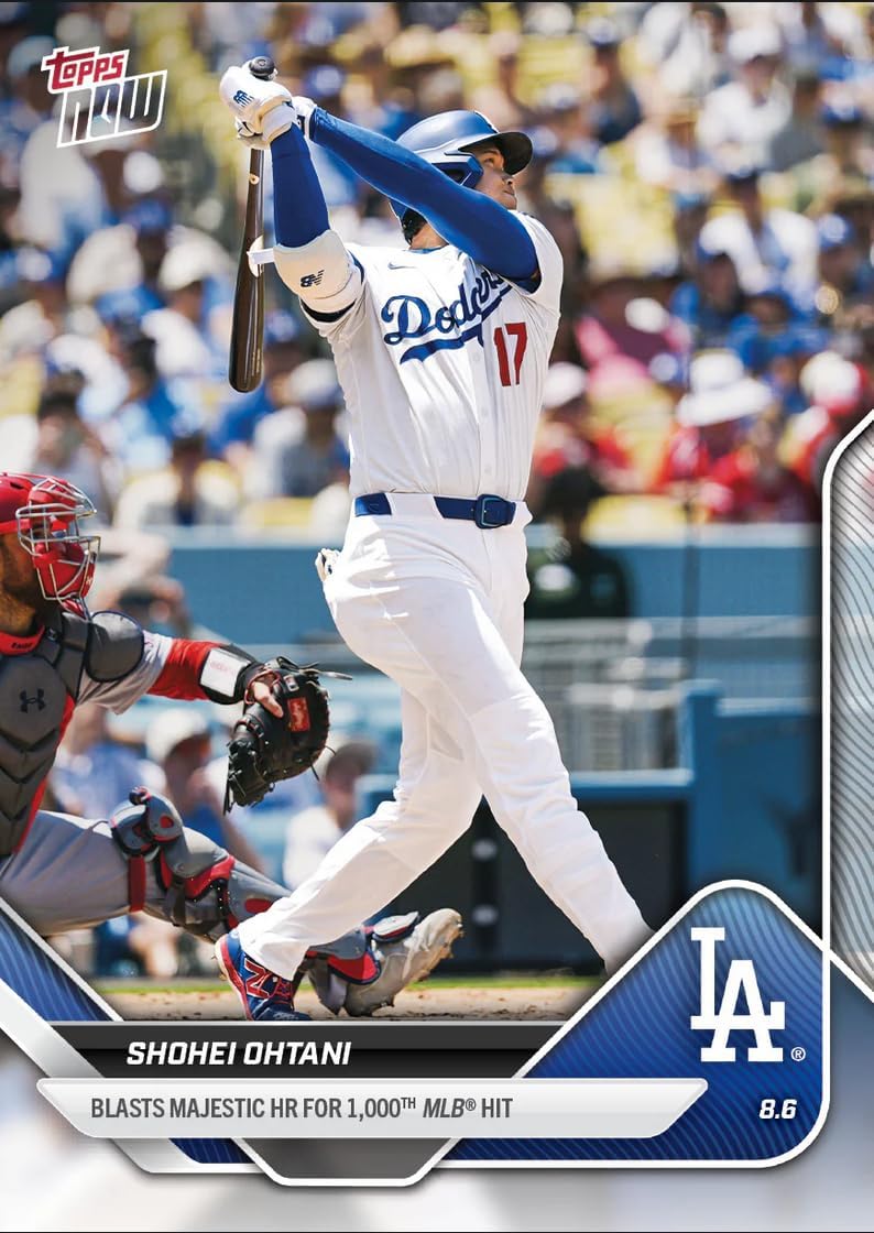 2025 Topps Now Shohei Ohtani #527 Blasts Home Run for 1000th Career MLB Hit Los Angeles Dodgers Baseball Card