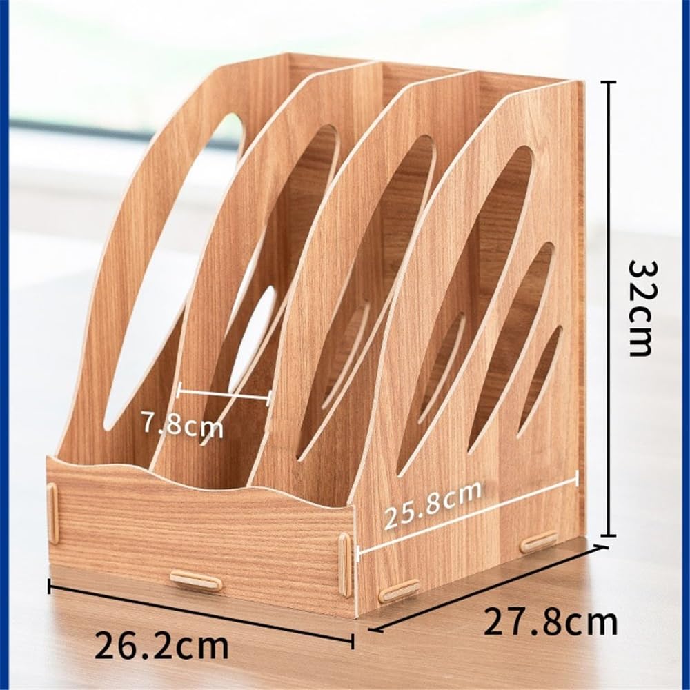 Portadocumenti Portariviste, raccoglitore ad anelli for documenti, organizer for, 3 scomparti Scrivania(Beige)