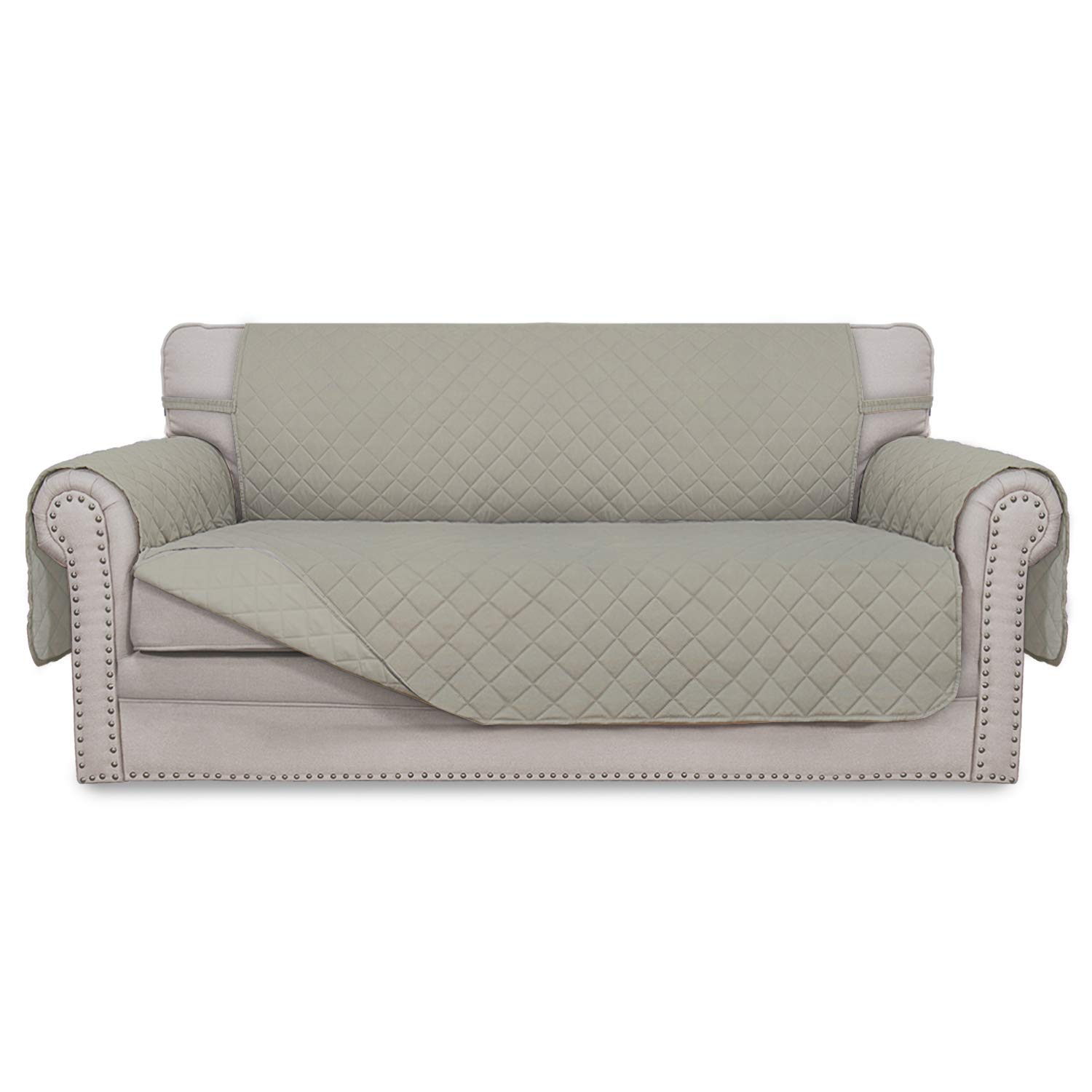 Easy-Going Sofa Slipcover Reversible Loveseat Sofa Cover Couch Cover for 2 Cushion Couch Furniture Protector with Elastic Straps for Pets Kids Dog Cat (Oversized Loveseat, Beige/Beige) — image 1
