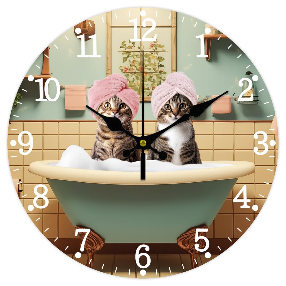 Horloge murale de salle de bain sans tic-tac CHGCRAFT décorative pour bureau