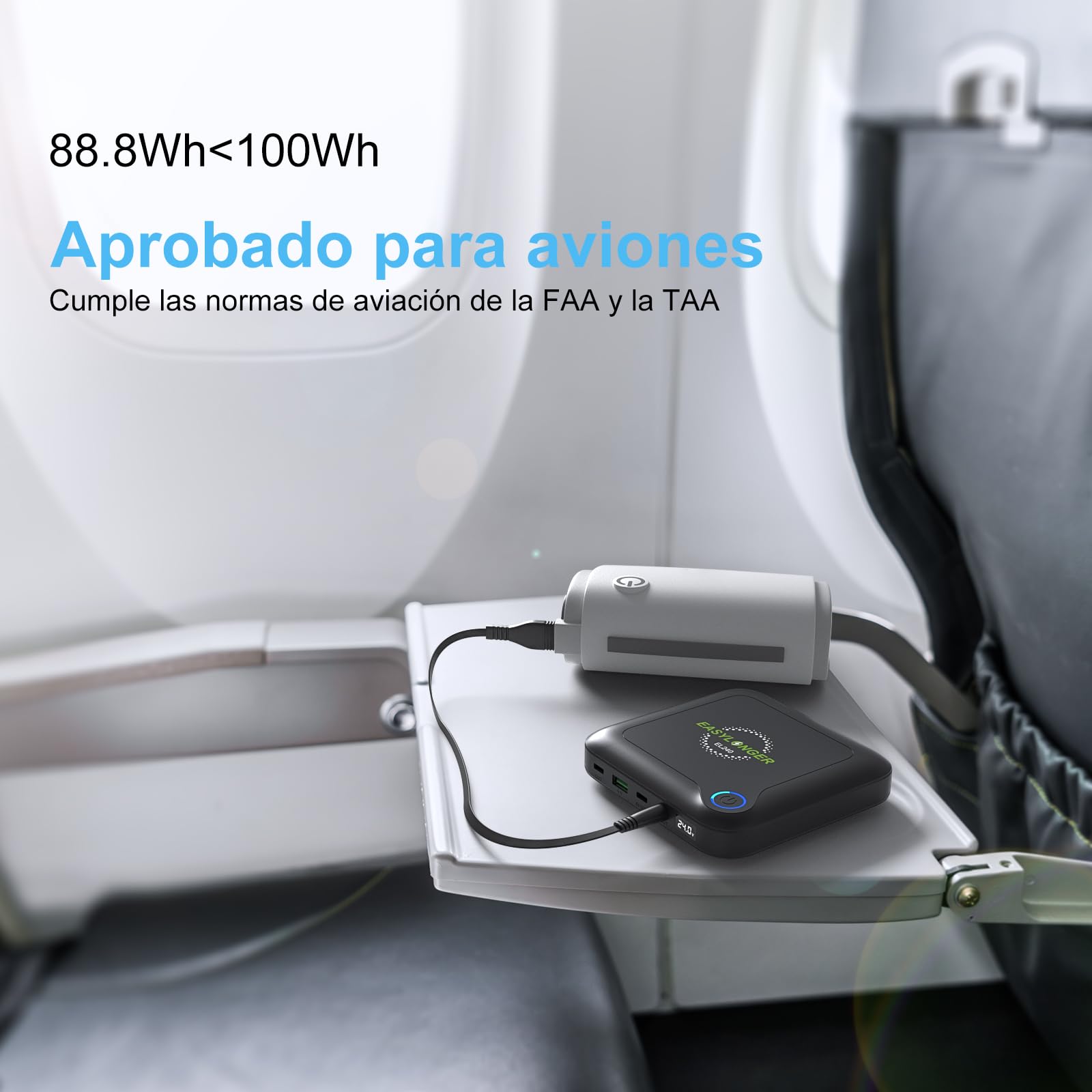 EASYLONGER EL240 Batería CPAP para Air Travle 88Wh 12V 24V Batería CPAP portátil para Camping PD 60W Laptop Power Bank CPAP Power Bank CPAP batterie pour ResMed CPAP Machines/ResMed AirMini/Macbook