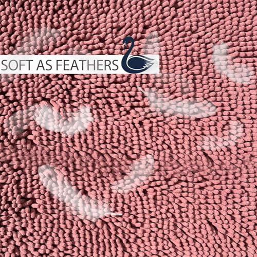 Image of Chenille Bathroom Rugs Set 3 Piece Bath Mats for Bathoom Non-Slip Luxury Bathroom Rug Extra Soft and Absorbent Shaggy Rugs Washable Dry Plush Area Carpet