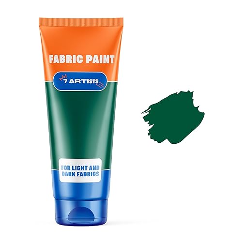 7 Artists Green Fabric Paint 2 fl. oz – Dark Green Fabric Paint for Clothes Permanent | Textile Paint for Upholstery, Sneakers, Canvas Tote Bags, T-Shirt Painting | Pintura para Ropa y Zapatos - Green Fabric Paint