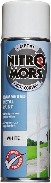 Nitromors Hammered Finish Metal Paint - White 500ml Aerosol | Protection Against Rust and Corrosion | Superior Coverage |NOW500