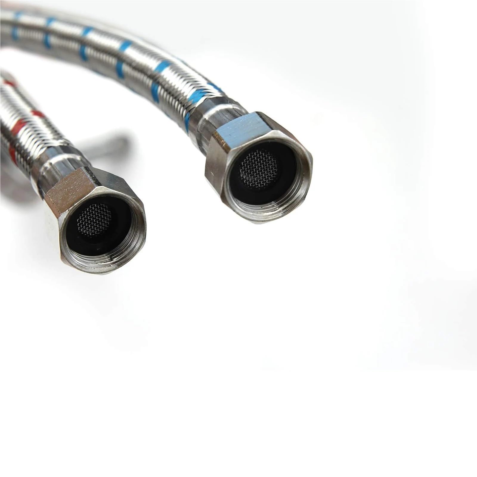 Anschlussschlauch Armatur 2-teiliger Wasserhahnanschluss, Edelstahl-Zufuhrschlauch, 3/8 9/16 1/2 Innengewinde, Kompressionsgewinde x M10 Stecker(100cm,1-2 x M10)