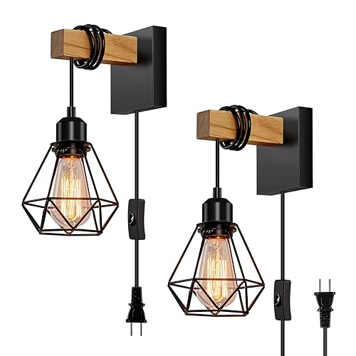 Plug in Wall Sconces Set of Two, Wall Sconce with