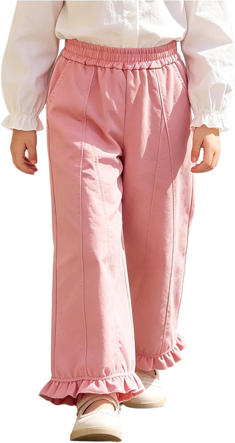 Girls Bottom Wide Leg Trousers Casual Straight Pants Loose Jogger Sweatpants for Yoga Cycling