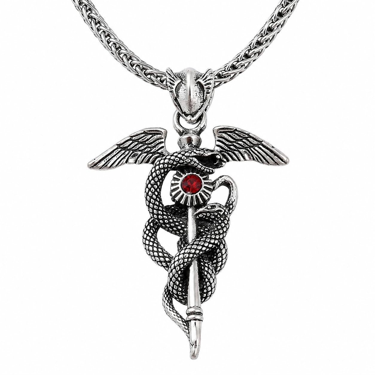 Antique Silver Finish 'Snake Curl On the Crucix Crest' Hip-Hop Snake Pendant Necklace With Chain For Men And Boys | Rugged Macho Style Bold Biker Statement Jewellery For Daily, Club, Party Use & Gifting (NK1526) 1Pc-image-47
