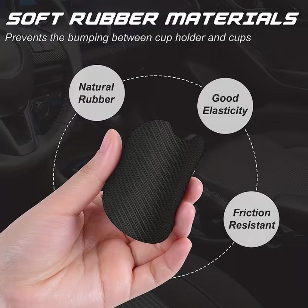 2pcs Car Cup Holder Coasters, Universal Auto Anti-Slip Insert Coaster, Car Coasters with A Finger Notch, Cute Car Mat for Women Men — view 5