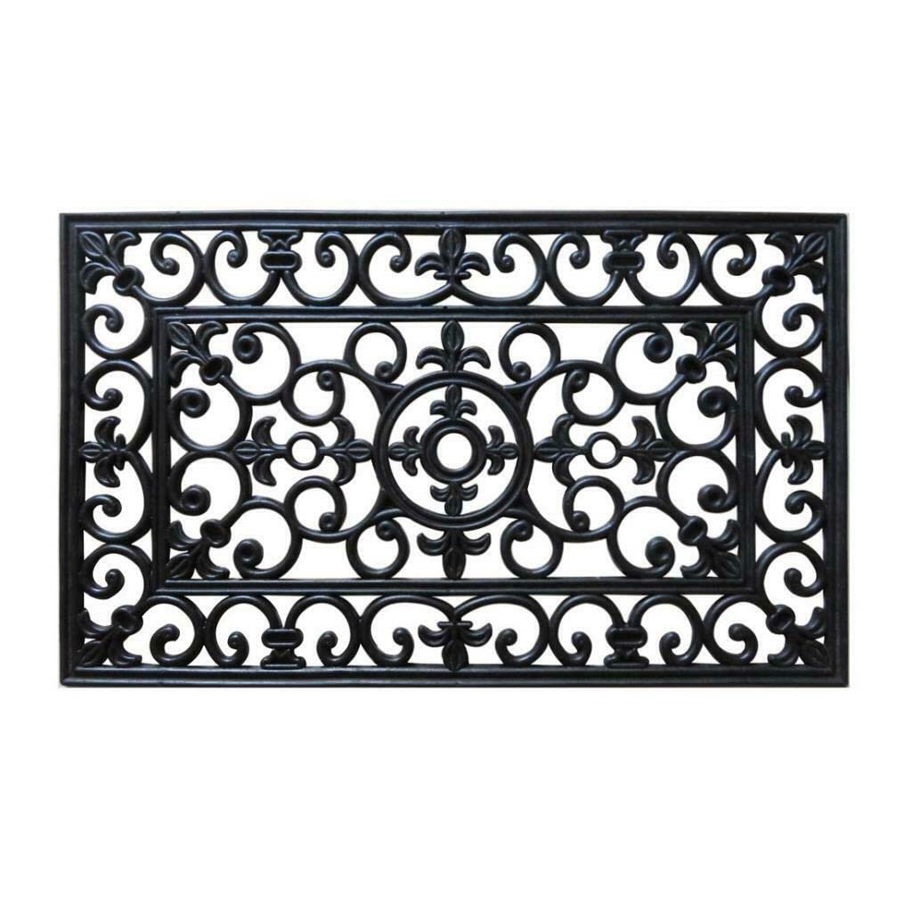 Yorkshire Homeware Classic Rubber Iron Coir Door Mats Heavy Duty Wrought Effect Non-Slip Indoor/Outdoor Use Black Mats (Medium 45 x 75cm)