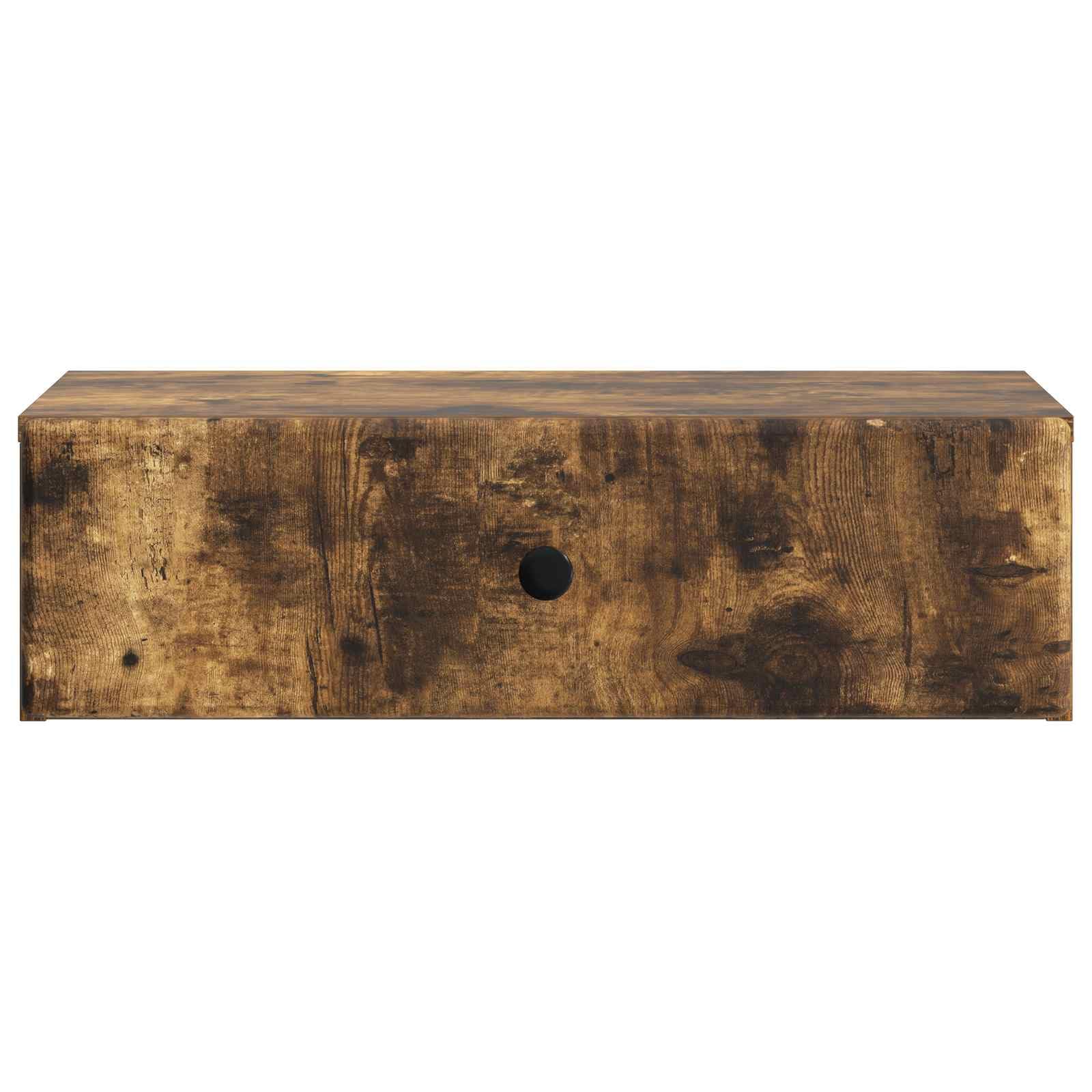 Mesita de pared lateral roble ahumado 59 x 34,5 x 17 cm con 1 cajón