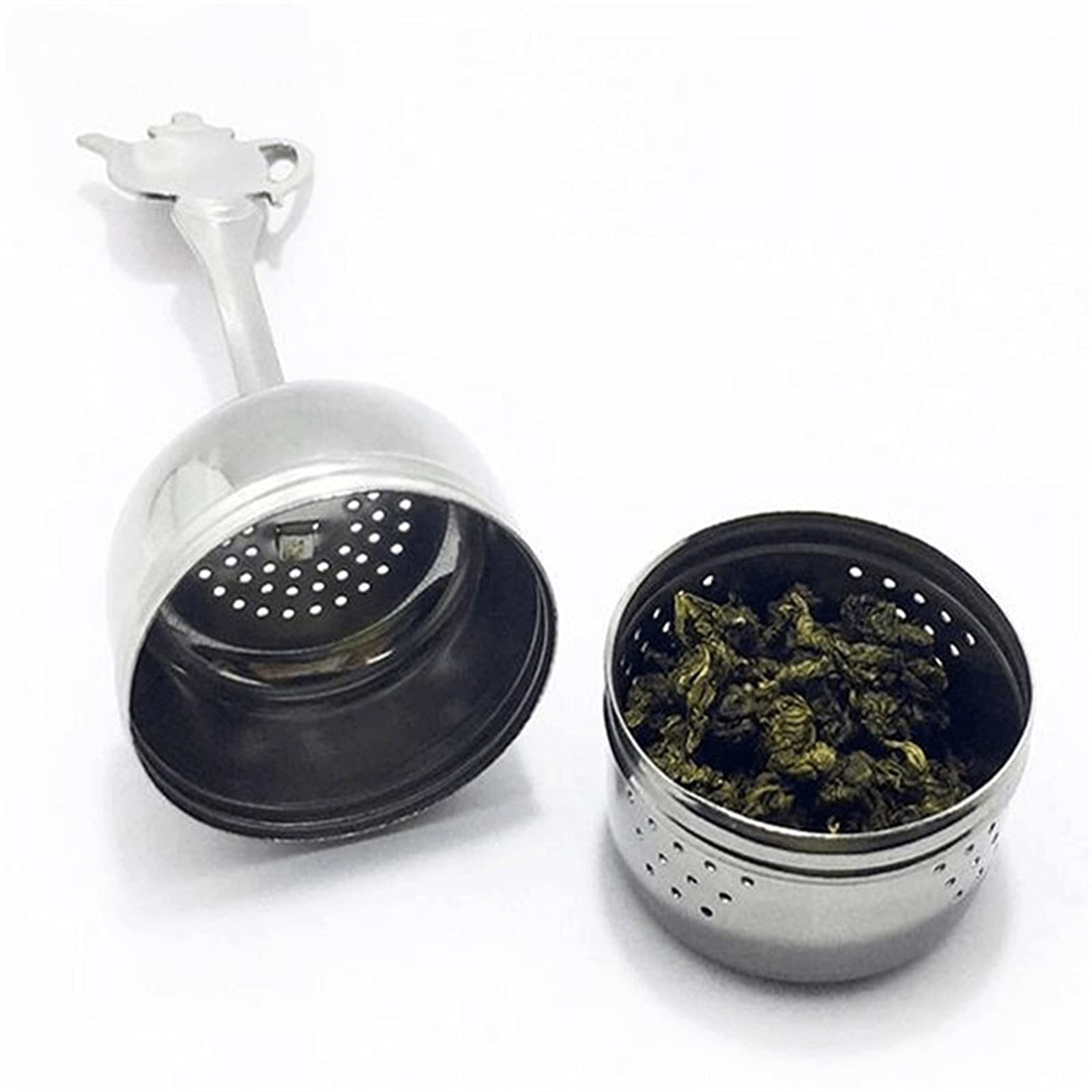 Colador de té de acero inoxidable, colador cilíndrico para té, colador de especias y hierbas, bola de condimento, cadena colgante, accesorios de cocina