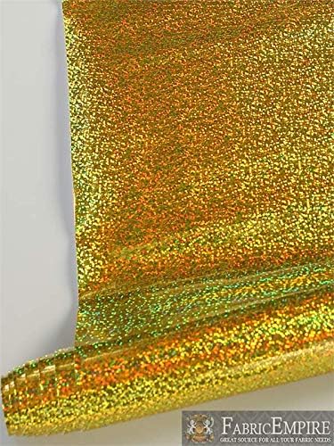 Miniatura 2 de Fabric Empire Tela brillante con holograma de vinilo dorado brillante, 54 pulgadas de ancho, vendido por The Yard