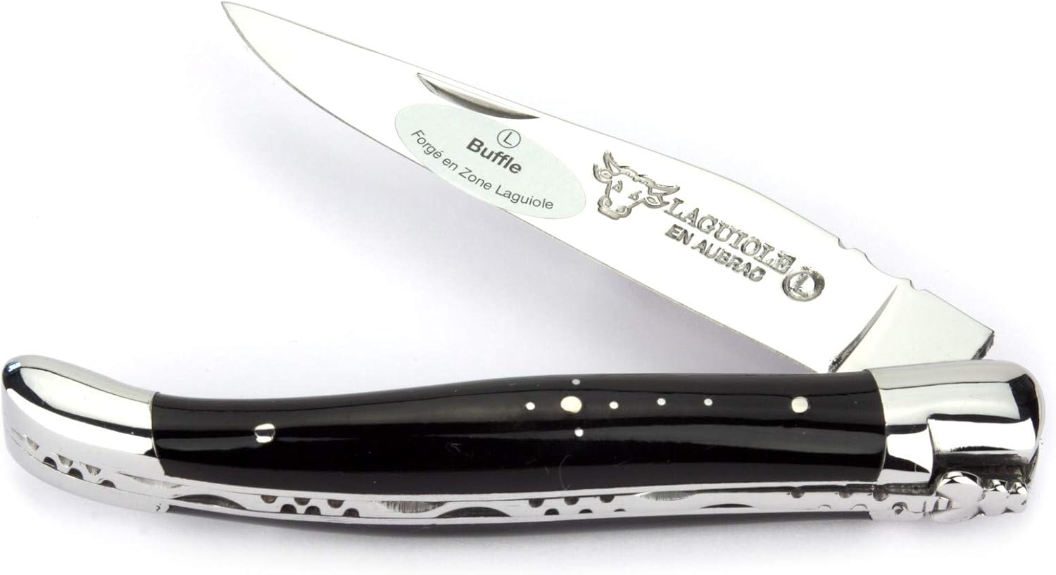 Laguiole en Aubrac Handmade Knife 11 cm L0211BUIF Buffalo Horn Handle, Blade and bolsters Stainless Steel Shiny