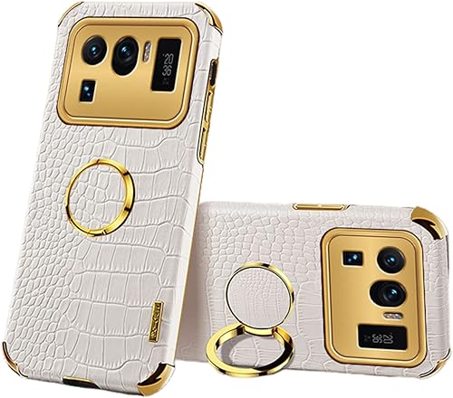 GHMONKEY Caja de teléfono de cuero suave de lujo con soporte giratorio de anillo de dedo para Xiaomi Poco X3 X4 NFC Pro 5G Cubierta protectora de