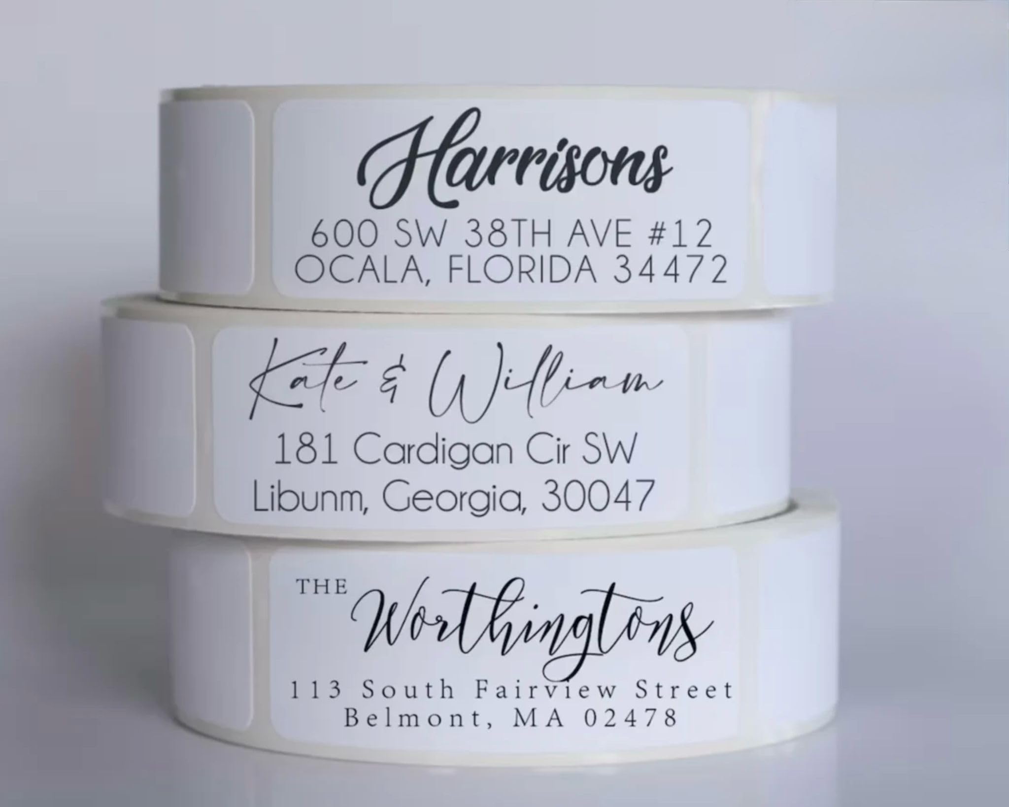 Personalized Return Address Labels - Custom Address Stickers on Rolls (250-500 Labels) (Wedding)