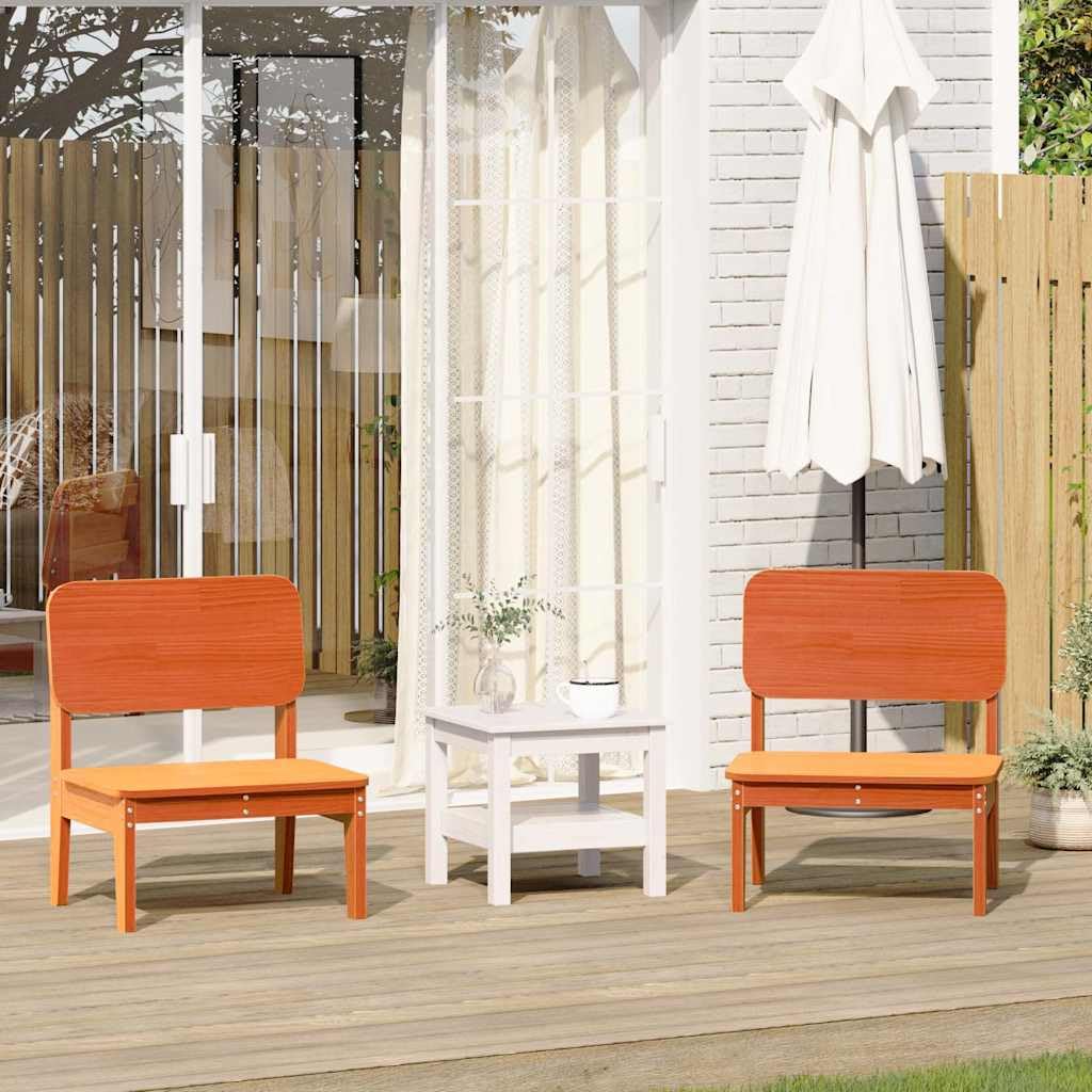 Chaises de jardin avec dossier stable en pin massif marron cire de 72 cm