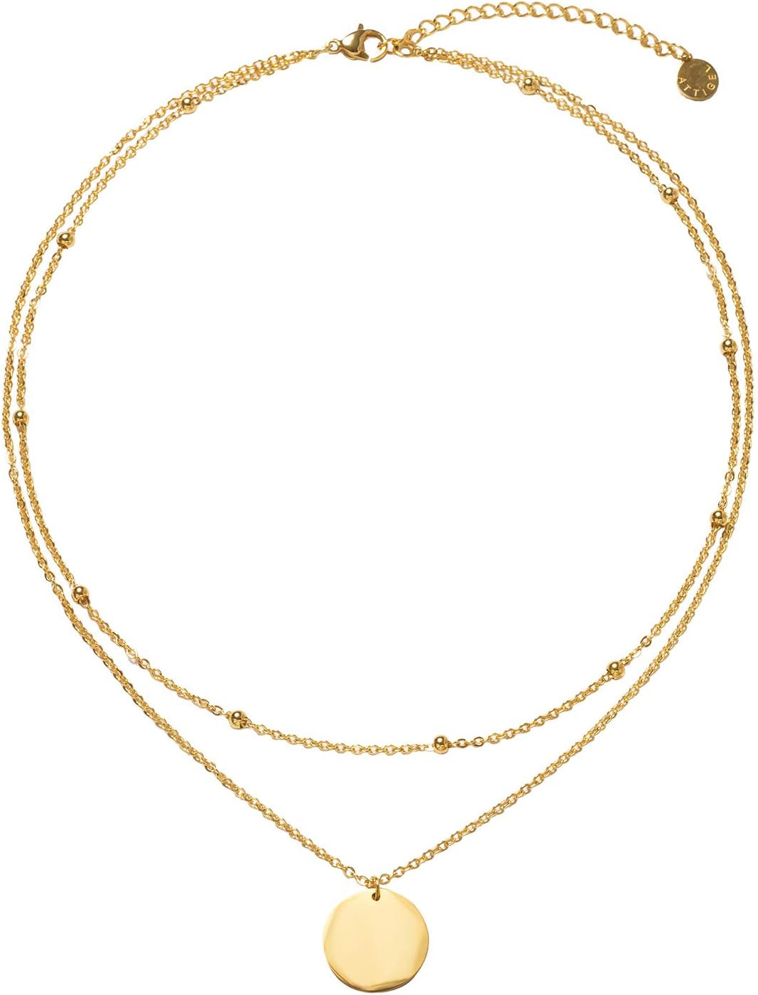 Disc Pendant Necklace Layered Titanium Steel Chain Choker for Women