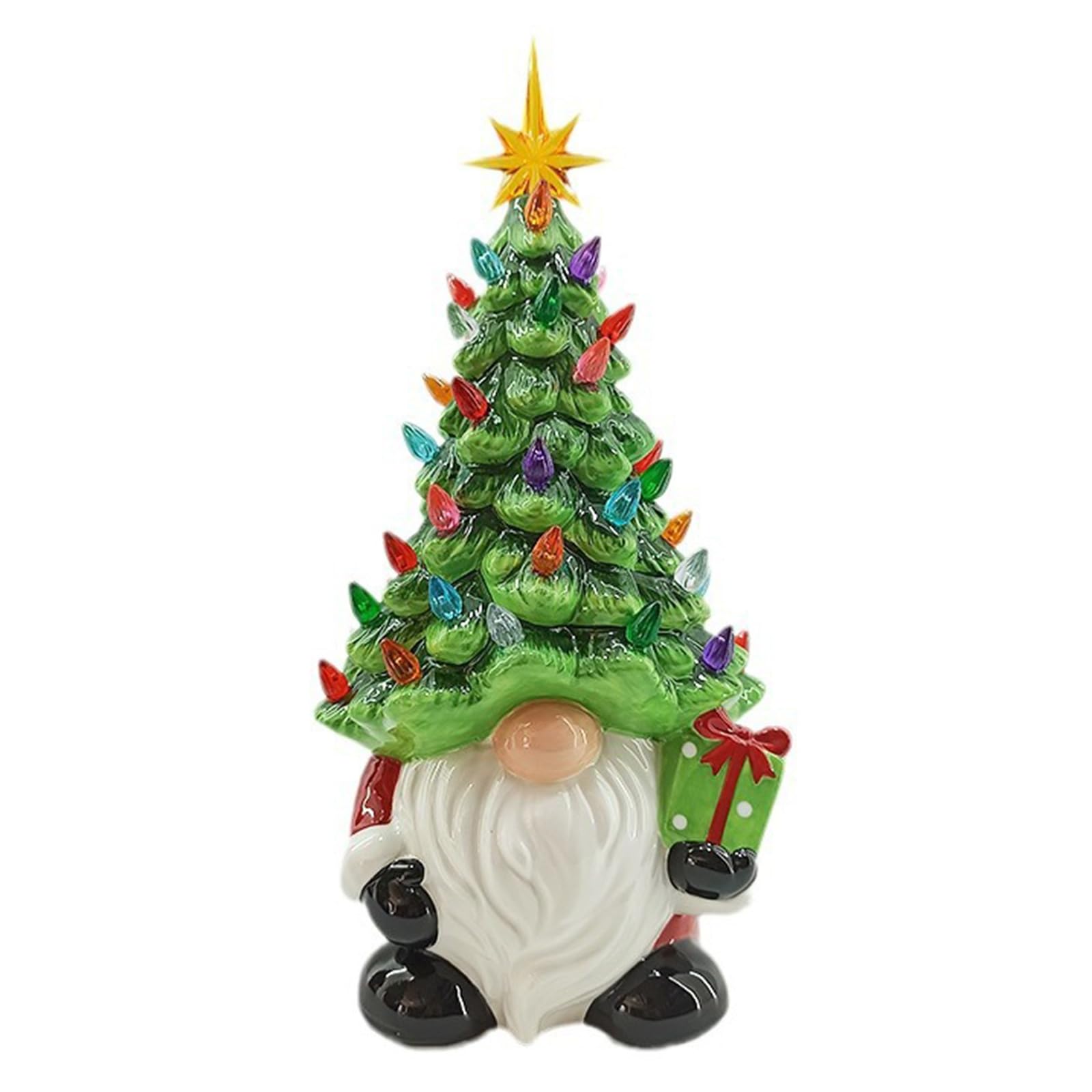 Msioytog Prelit Resin Sculpture, Stable Base Indoor Outdoor Christmas Decoration for Family Portable Holiday Fireplaces Decoration