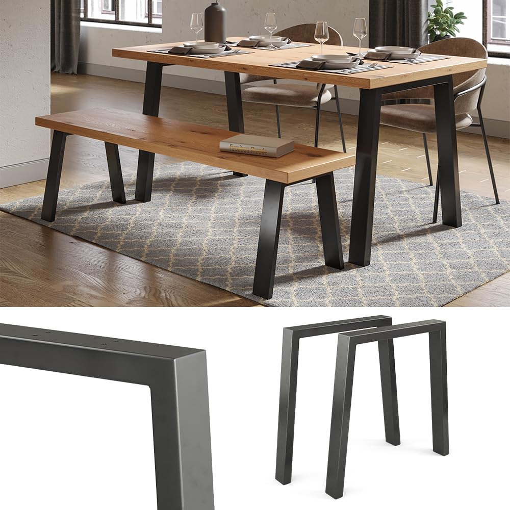 Vicco Tischbeine, Schwarz, 75 x 72 cm | U-förmig, zur einfachen Montage an Esstischen und Arbeitsplatten