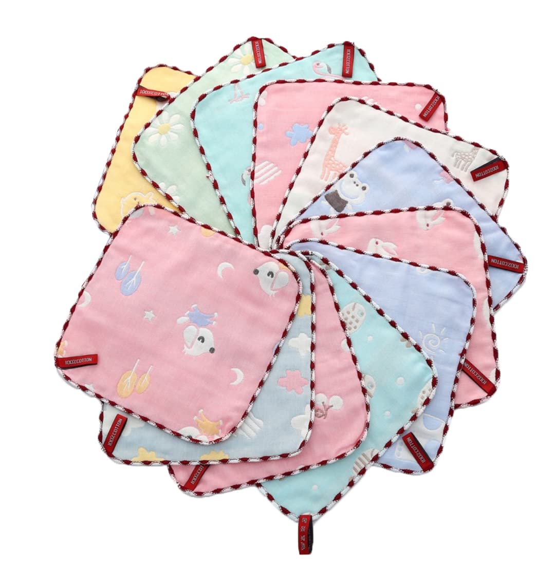 CLUZE Women's Cotton Face Towels - Square Handkerchief for Women/Kids/Girls (Multicolour) (Size 25x25 cm) (Pack of 12) (12)